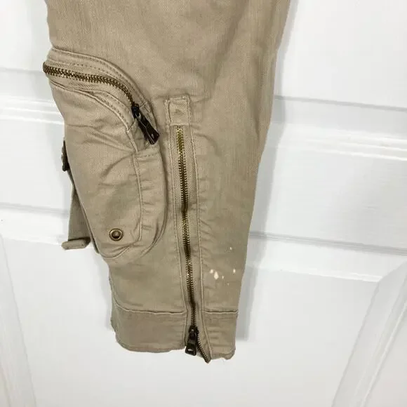 JORDAN CRAIG Pants Men 36/32 Cargo Bondage-Straps Acid-Splatter Tan Fitted”Ross”